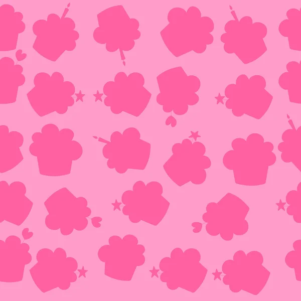 Seamless Pink Cupcake Silhouette Pattern Food — Image vectorielle