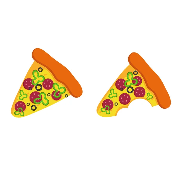 Vector Slice Salami Pizza Fast Food Illustration —  Vetores de Stock