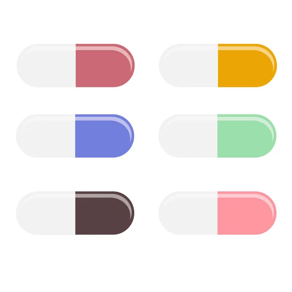 Pill Flat Isolated White Background Vector Illustration — Stockvektor