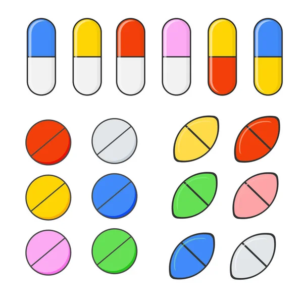 Set Brightly Colored Different Shapes Tablets Vector Illustration — Vettoriale Stock