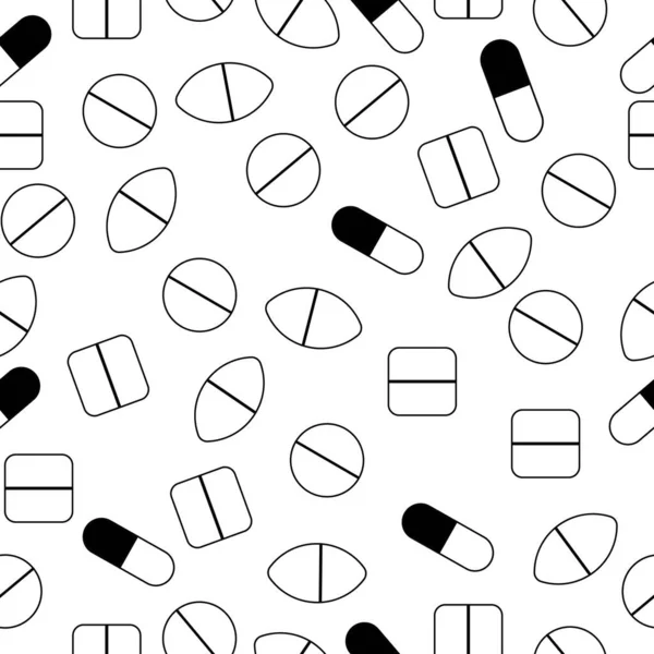 Seamless Pattern Different Pill Shapes — Vettoriale Stock