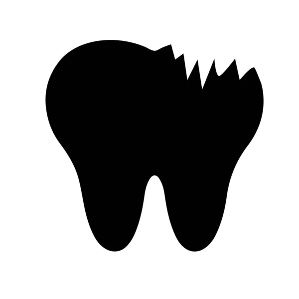 Silhouette Vector Flat Illustration Diseased Tooth — Stockvektor