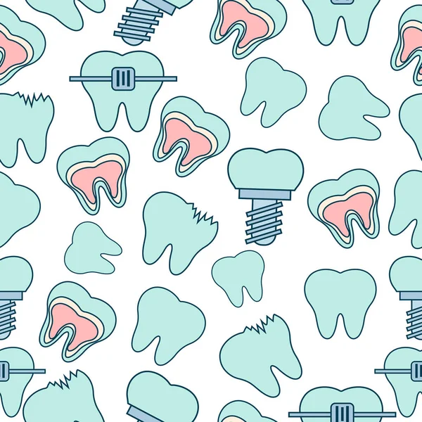 Seamless Pattern Cartoon Style Teeth — Διανυσματικό Αρχείο