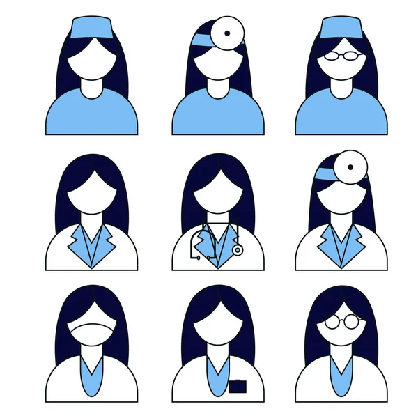 Doctor Nurse Uniform Woman Flat Style — 스톡 벡터