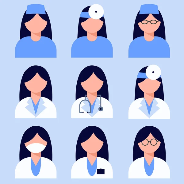 Doctor Nurse Uniform Woman Flat Style Vector Illustration — 스톡 벡터