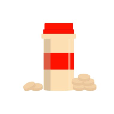 Uzun ilaç şişesi. Vektör düz resimleme