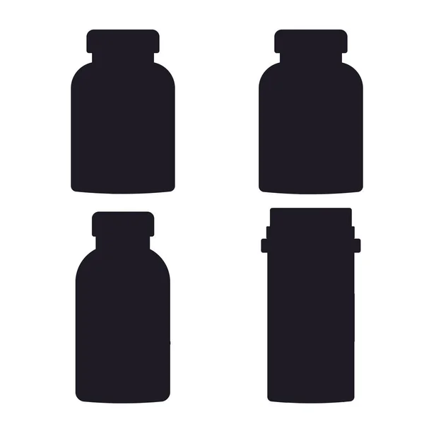Conjunto Siluetas Diferentes Botellas Forma Médica — Archivo Imágenes Vectoriales