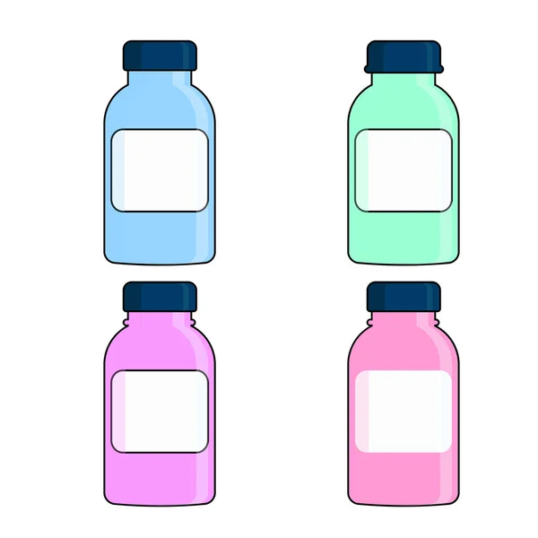 Set Botellas Color Médico Con Etiquetas — Archivo Imágenes Vectoriales