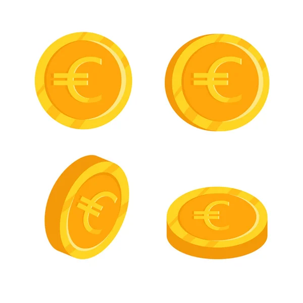 Pièce Euros Illustration Vectorielle Plate — Image vectorielle