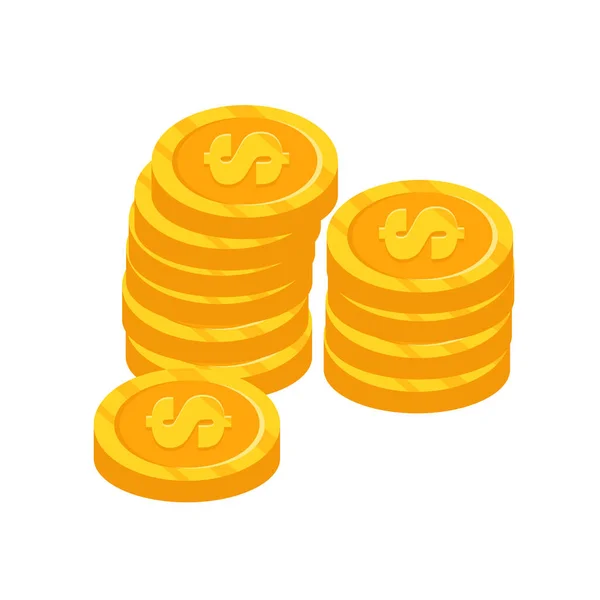 Gouden Dollar Handvol Munten Vectorillustratie — Stockvector