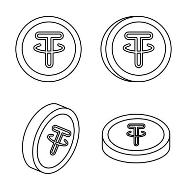 Altın zincir izole edilmiş bozuk para sembolü. Vektör illüstrasyonu