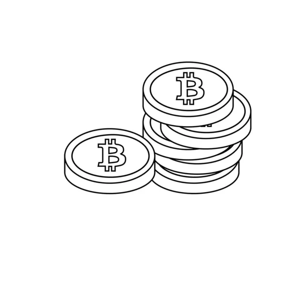 Bitcoin Isolé Pièce Poignée Symbole Dans Style Ligne Illustration Vectorielle — Image vectorielle