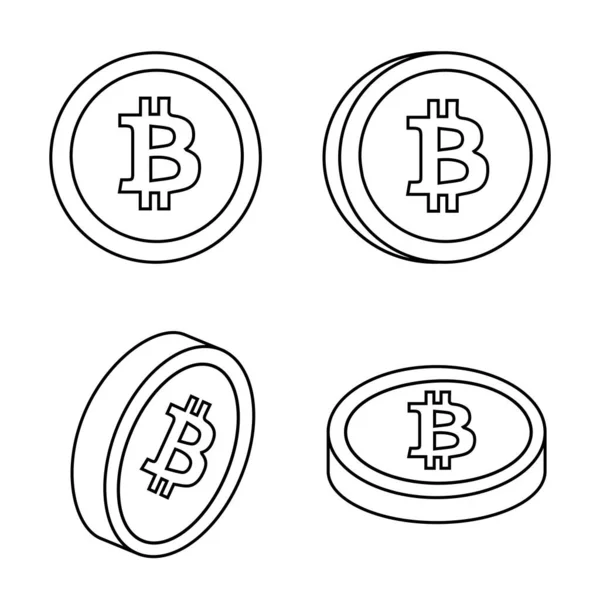 Bitcoin Isolé Symbole Pièce Dans Style Ligne Illustration Vectorielle — Image vectorielle