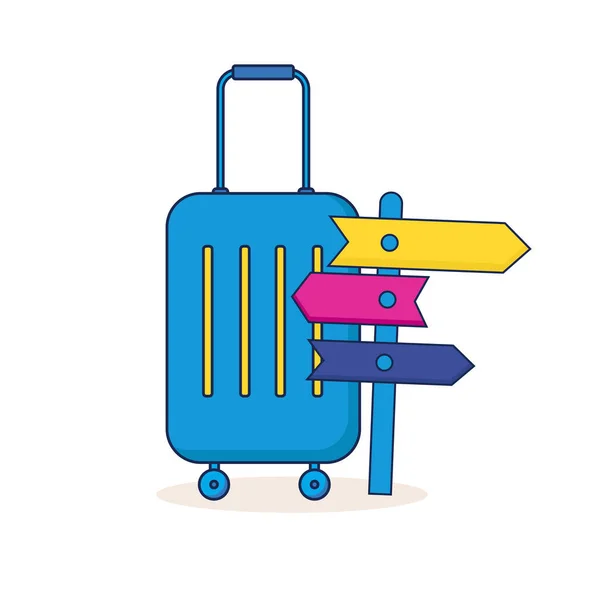 Blauer Koffer Mit Zeiger Reisegepäck Vereinzelt Auf Weißem Hintergrund Vektorillustration — Stockvektor