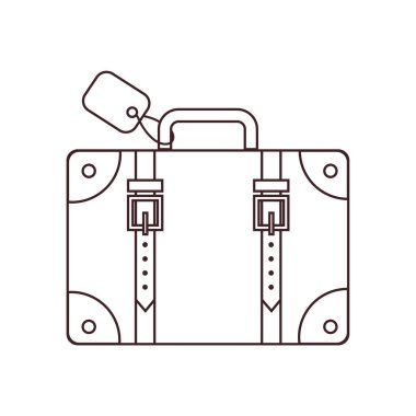 Bir dizi parlak hat tarzı seyahat valizi. Beyaz bir arka planda izole edilmiş. Vektör illüstrasyonu.