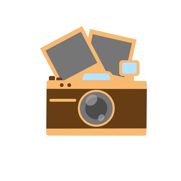 Ретро Фотоаппарат Плоская Векторная Иллюстрация Камеры Изолированный Белом Фоне — стоковый вектор
