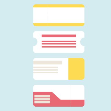 Uçak yolculuğu için bilet takımı. Biletin vektör illüstrasyonu