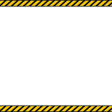 Dikkat güvenlik pankartı. Siyah sarı çizgili pankart. Beyaz arkaplanda vektör illüstrasyonu