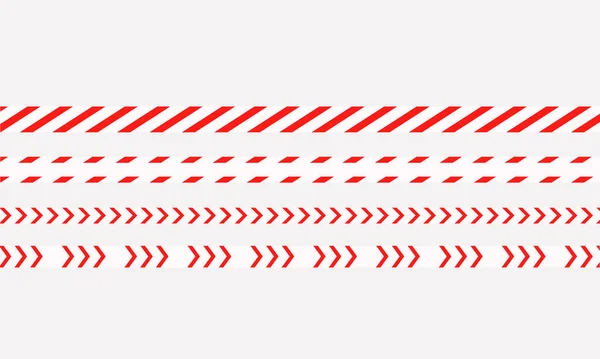建設と犯罪管理のための赤い警告リボンのセット 白い背景のベクトルイラスト — ストックベクタ