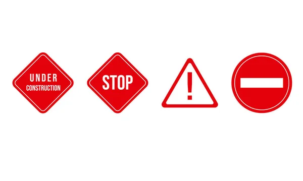 Señales Advertencia Rojo Detente Ilustración Vectorial — Vector de stock