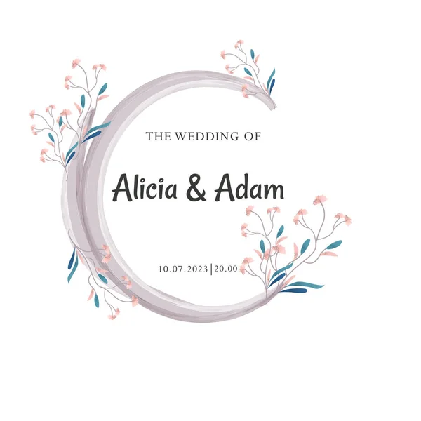 Watercolor Style Wedding Invitation Form Moon Flowers Vector Illustration — Stock Vector