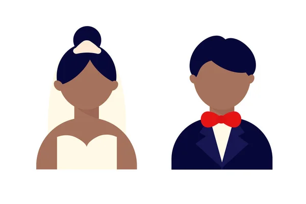 Black Bride Groom Vector Illustration — ストックベクタ