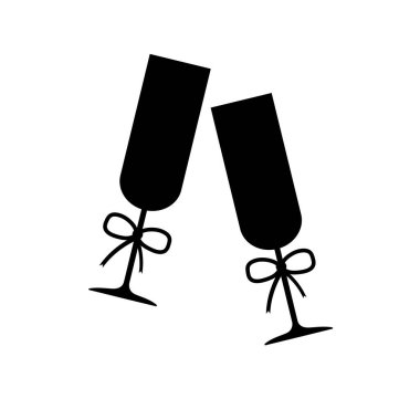 Fiyonklu gözlük silueti. Vektör illüstrasyonu