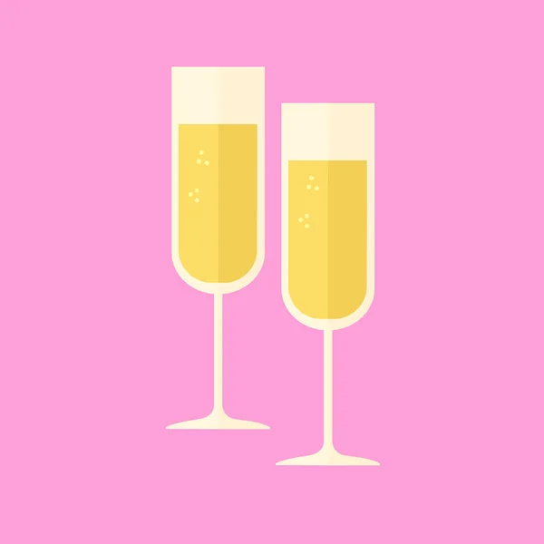 Two Glasses Champagne Vector Illustration — 图库矢量图片
