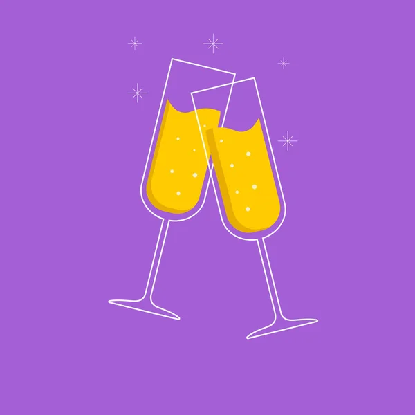 Two Celebratory Champagne Glasses Vector Illustration — Stockový vektor