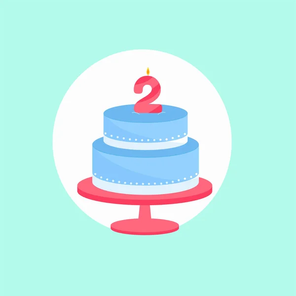 Holiday Cake Candle Age Two Vector Illustration — Archivo Imágenes Vectoriales