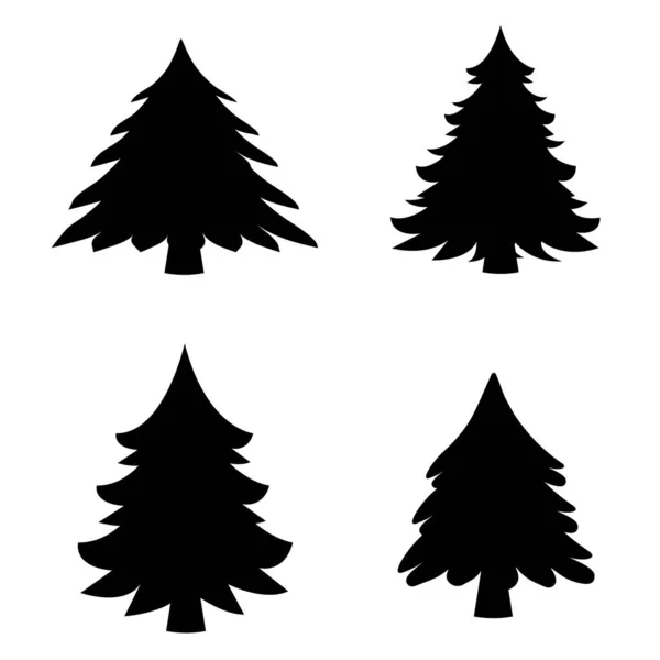Silhouette Christmas Trees Set Vector Illustration — Stock Vector