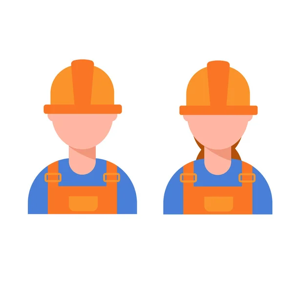 Set Service Man Woman Worker His Helmet Vector Illustration — Stock Vector