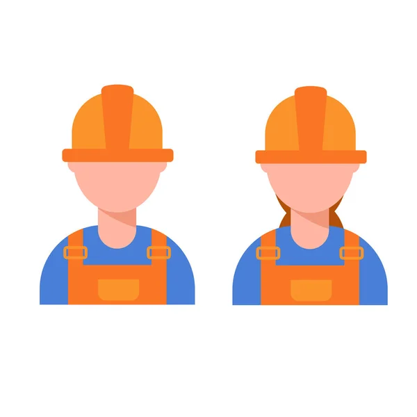 Set Service Man Woman Worker His Helmet Vector Illustration — Image vectorielle