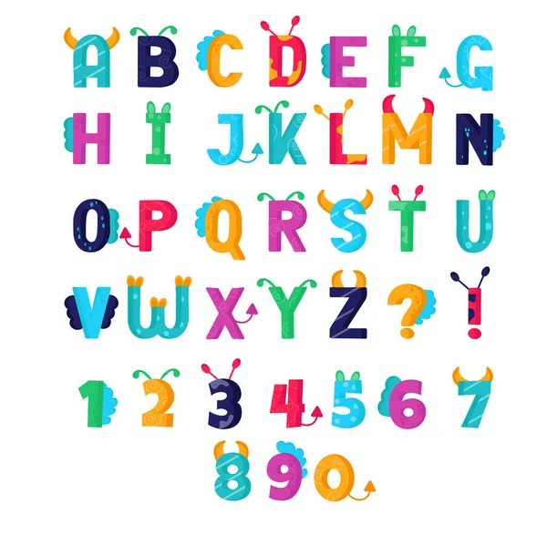 English Classical Alphabet Numbers Retro Style Vector Illustration —  Vetores de Stock
