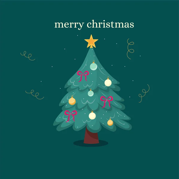 Merry Christmas Christmas Tree Vector Illustration — Vector de stock