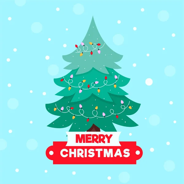 Merry Christmas Tree Blue Background Vector Illustration — Vector de stock
