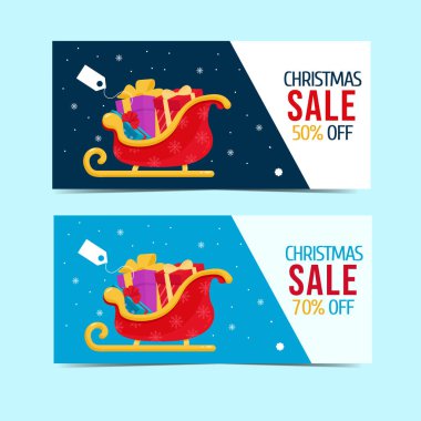 Christmas sale voucher, 50% discount, 70% discount. Vector illustration