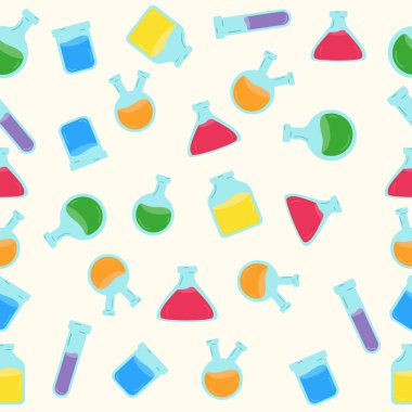 Seamless pattern of a laboratory flask. Vector illustration