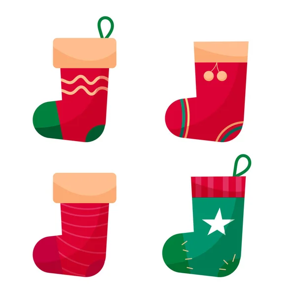 Christmas Sock Set Gifts Vector Illustration — Vector de stock