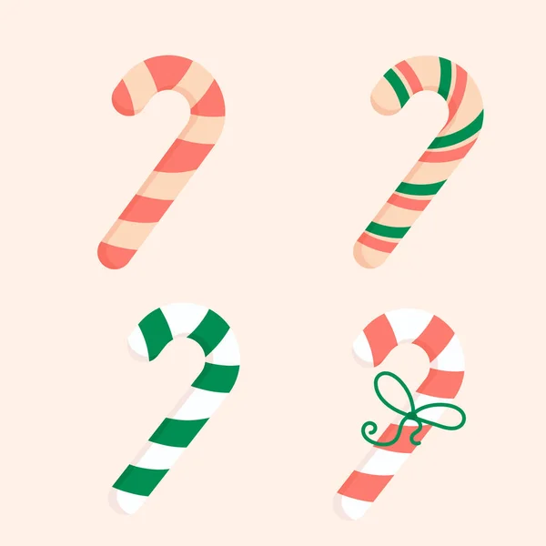 Set Different Christmas Candies Sweets Vector Illustration — Image vectorielle