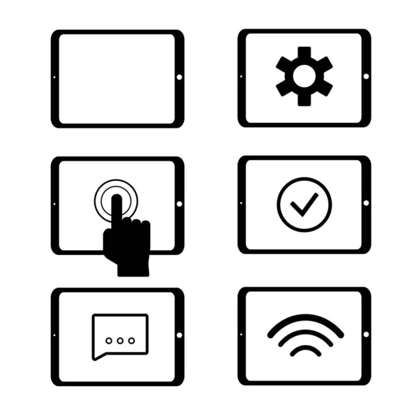 Tablet Functions Settings Vector Illustration — Stok Vektör