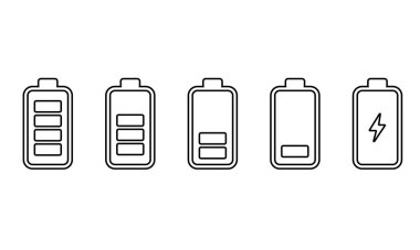 Battery charge. Charge level indicator. Fully charged in line style