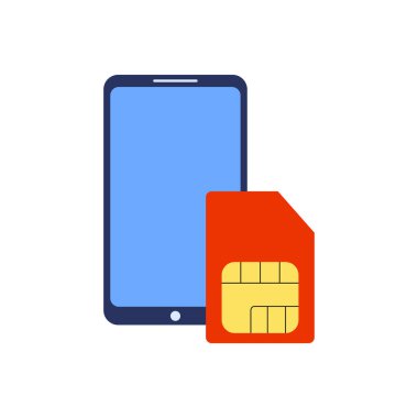 Sim card and smartphone. Mobile phone card. Vector illustration