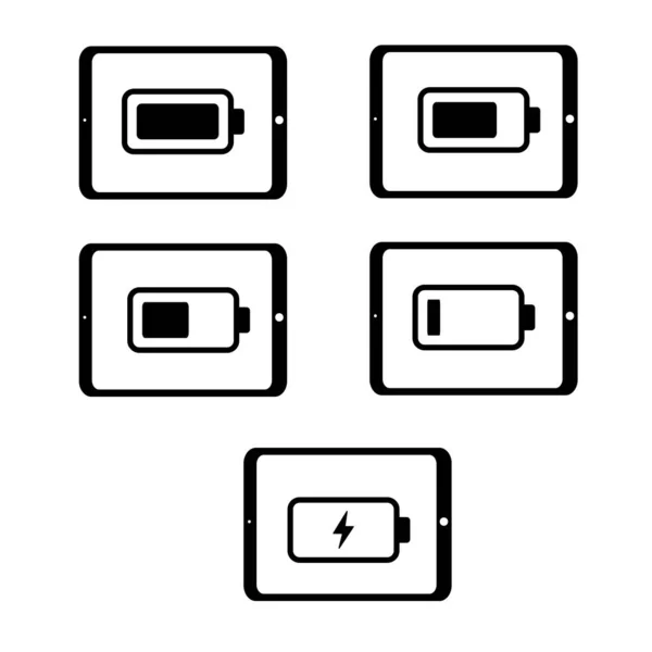 Tablet Battery Charge Black White Color Charge Level Indicator Fully — ストックベクタ