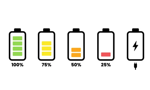 Battery Charge Percentage Inscription Charge Level Indicator Fully Charged — ストックベクタ