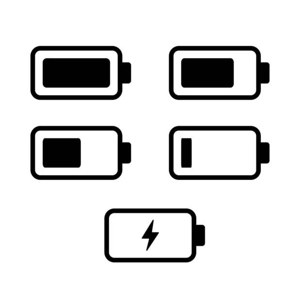 Battery Charge Level Indicator Fully Charged Black White — Vetor de Stock