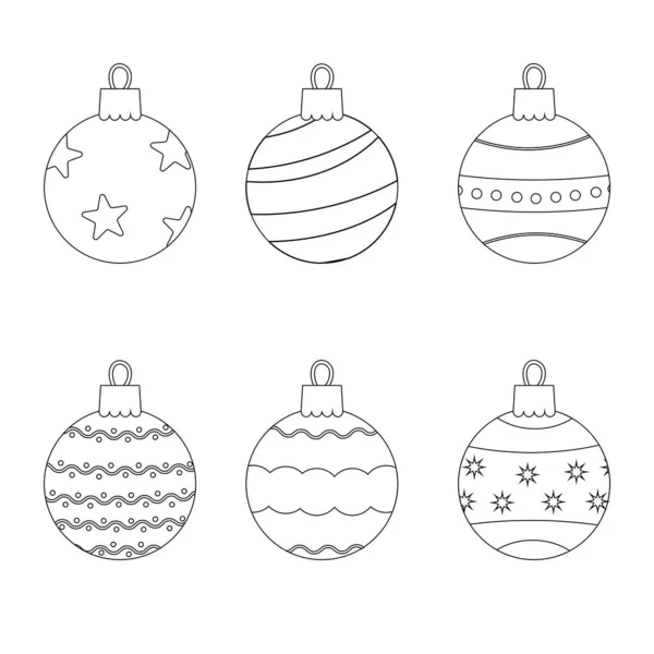 Christmas Balloons Line Style Vector Illustration — Stock Vector