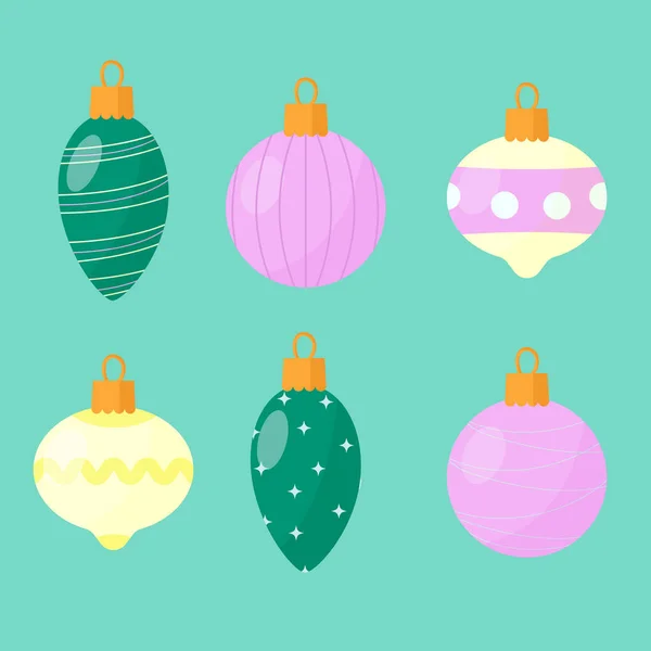 Set Christmas Holiday Balls Vector Illustration — Stockvektor