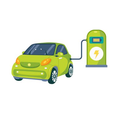 Silhouette of an electric smart car. Vector illustration.ai