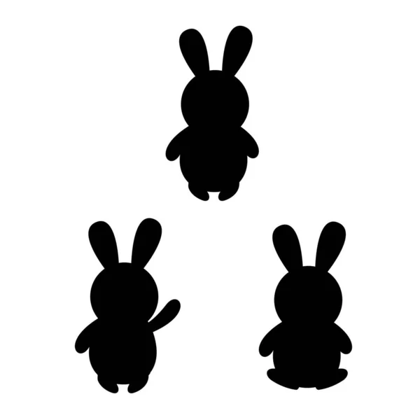 Set Bunnies Bunny Silhouette Vector Illustration — Image vectorielle